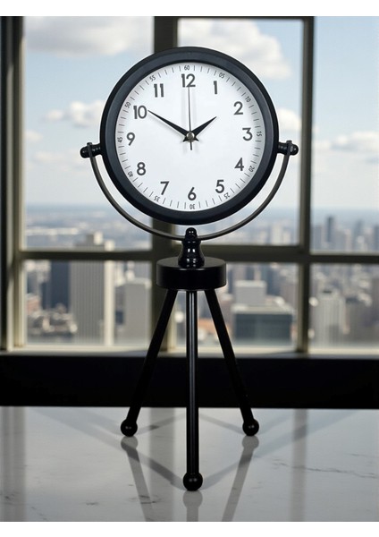 Zentime Siyah Zarif Üç Ayaklı Masa Saati