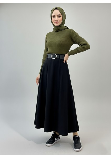 Kelebek Detaylı Etek-Siyah