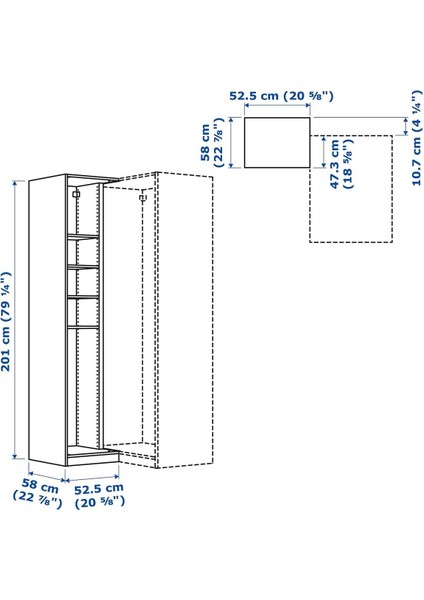 Ek Köşe Ünitesi, Ağartılmış Meşe Görünümlü, 53X58X201 cm fırsatları