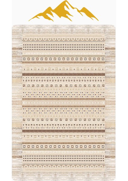 Etnik Desenli Süngerli Kaymaz Dot Taban Dijital Baskı Halı H1069 modelleri