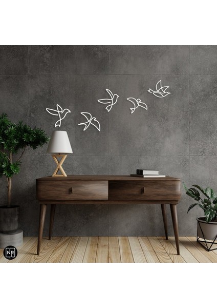 Dekoratif 5’li Kuş Metal Duvar Tablosu - Modern Duvar Dekoru fiyatları