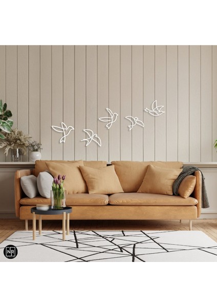 Dekoratif 5’li Kuş Metal Duvar Tablosu - Modern Duvar Dekoru modelleri