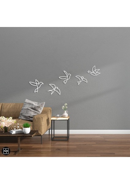 Dekoratif 5’li Kuş Metal Duvar Tablosu - Modern Duvar Dekoru fırsatları