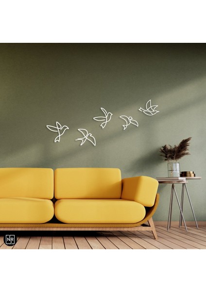 Dekoratif 5’li Kuş Metal Duvar Tablosu - Modern Duvar Dekoru indirimleri