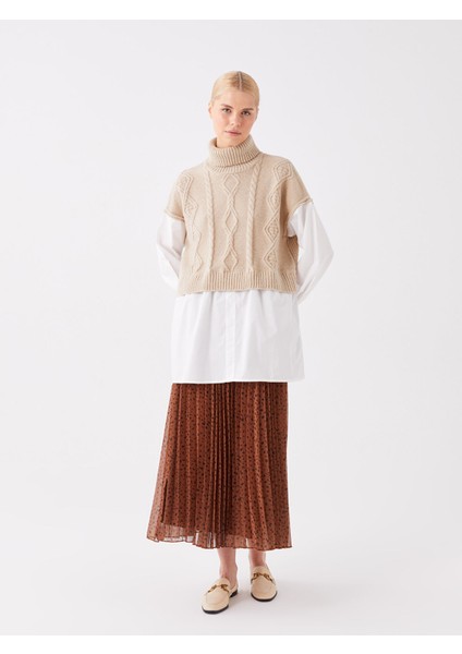 Yeni Sezon Beli Lastikli Desenli Kadın Şifon Etek