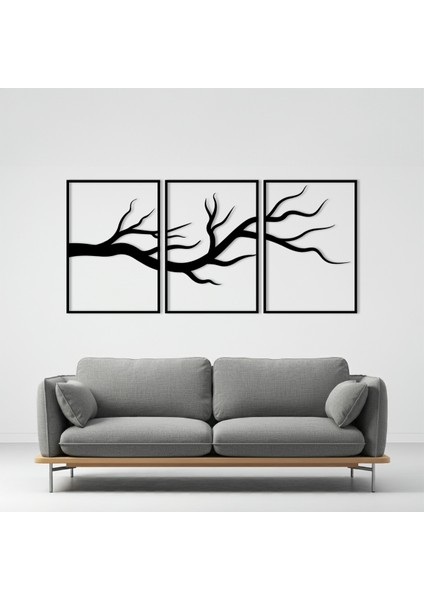 Üçlü Ağaç Dalları Temalı Ahşap Duvar Tablosu fiyatları