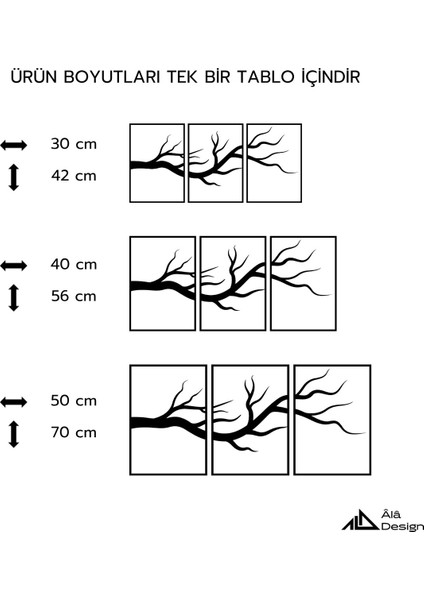 Üçlü Ağaç Dalları Temalı Ahşap Duvar Tablosu indirimleri