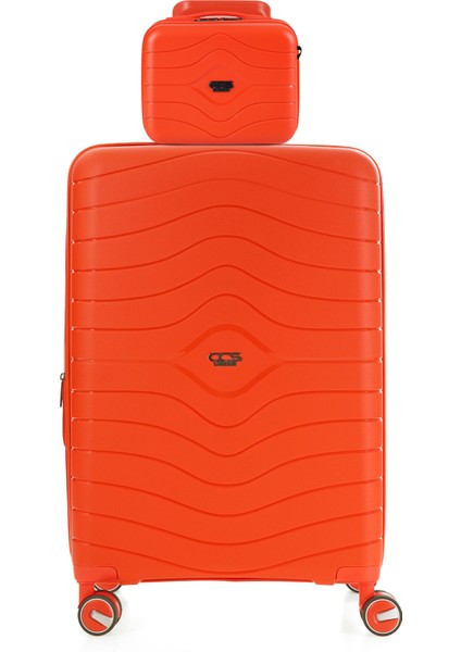 Ultra Hafif Polipropilen Körüklü Ekstra Hacim Büyük +Makyaj 2 Li Valiz Seti