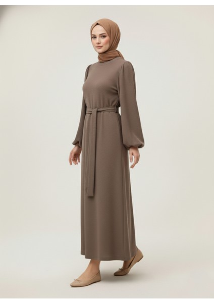 Balon Kol Örme Triko Elbise-Vizon