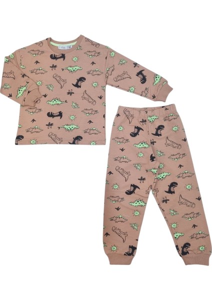 Erkek Çocuk Dinazor Baskılı Pijama Tkm