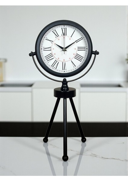 Zentime Siyah Zarif Üç Ayaklı Masa Saati