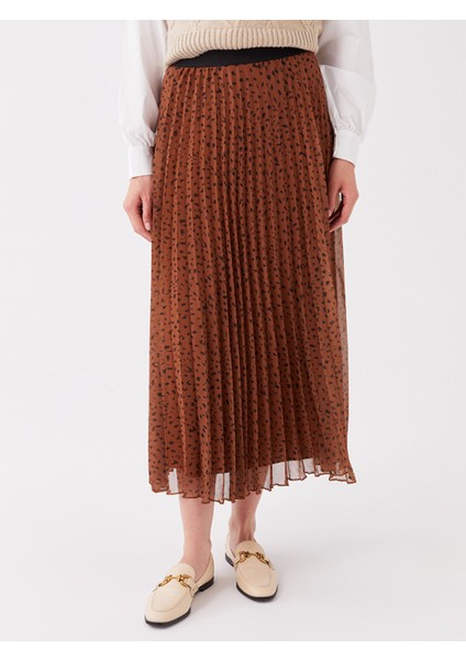 Yeni Sezon Beli Lastikli Desenli Kadın Şifon Etek modelleri