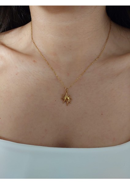 Kadın Gold Çelik Güneş Kolye