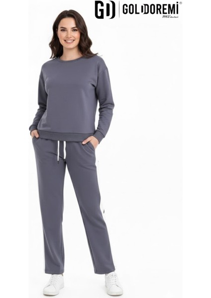 11-007 Kadın Modal Yanı Parçalı Şeritli Bol Paça Eşofman Altı