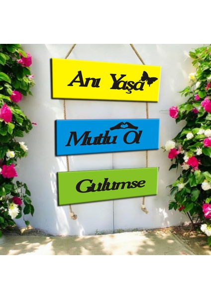 Anı Yaşa Balkon Bahçe Ağaç Duvar Süsü Ahşap 3 Lü Set modelleri