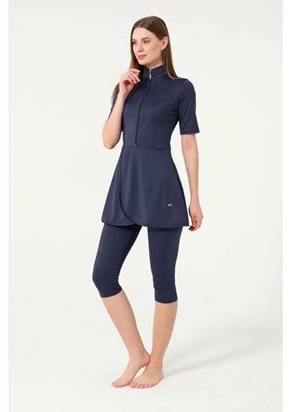 Hızlı Kuruyan Likralı Mayo Kumaşı Kısa Kollu Kadın Taytlı Mayo 24147