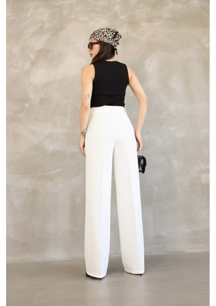 Kadın Ithal Doubleface Kumaş Palazzo Kalıp Yüksek Bel Çekme Solma Yapmaz Kaliteli Ürün modelleri