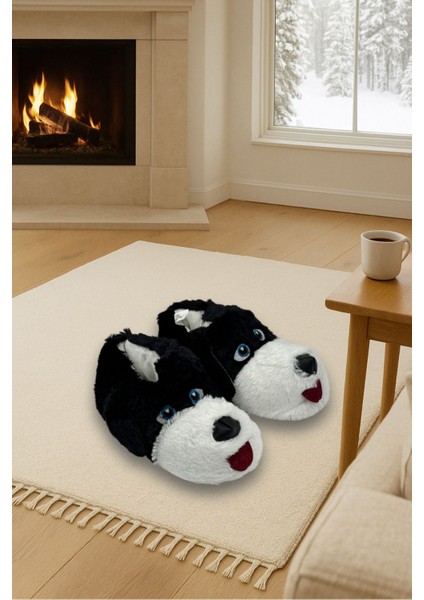 Köpek Figürlü Peluş Kışlık Panduf – Ultra Yumuşak, Sıcak Taban