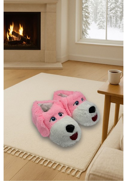 Köpek Figürlü Peluş Kışlık Panduf – Ultra Yumuşak, Sıcak Taban