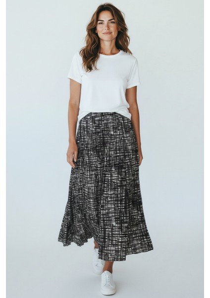 Kadın Beli Lastikli Desenli Sekiz Parça Balık Etek fiyatları