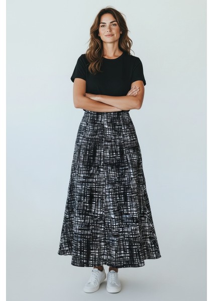 Kadın Beli Lastikli Desenli Sekiz Parça Balık Etek fırsatları