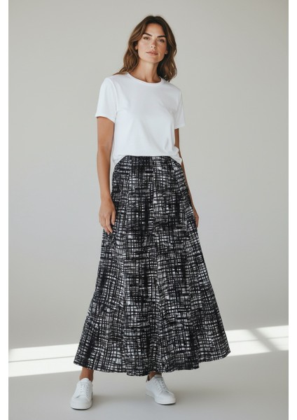 Kadın Beli Lastikli Desenli Sekiz Parça Balık Etek indirimleri