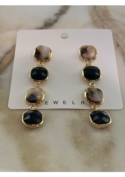 Ithal Tasarım Çift Renkli Sallantı Çelik Küpe (6 Cm) indirimleri