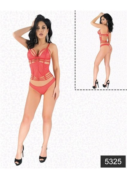 Özel Tasarım Kırmızı Sımlı Dantel Büstıyer Takım