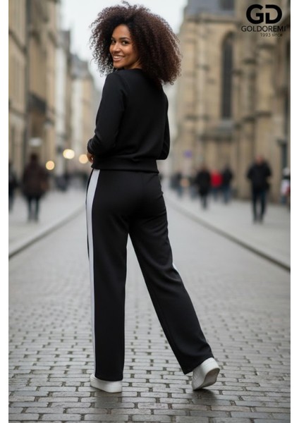 11-007 Kadın Modal Yanı Parçalı Şeritli Bol Paça Eşofman Altı modelleri