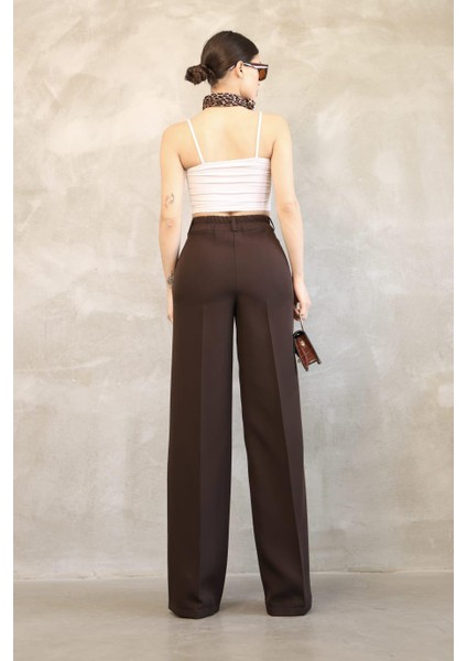 Kadın Ithal Doubleface Kumaş Palazzo Kalıp Yüksek Bel Çekme Solma Yapmaz Kaliteli Ürün modelleri