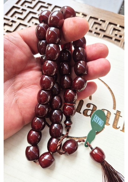 13X14MM Usta Mühürlü Vişne Sıkma Kehribar Tesbih modelleri