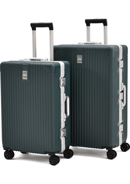 Alüminyum Alaşımlı 2'li Valiz Seti Büyük - Orta Boy – Tsa Kilitli, Ultra Dayanıklı, Sessiz Tekerlek