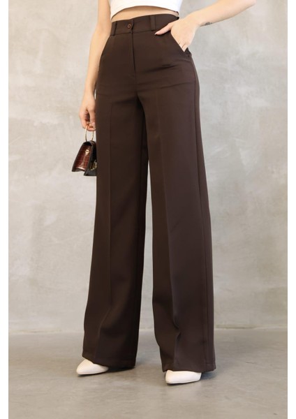 Kadın Ithal Doubleface Kumaş Palazzo Kalıp Yüksek Bel Çekme Solma Yapmaz Kaliteli Ürün indirimleri