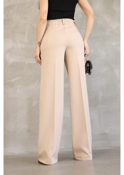 Kadın Ithal Doubleface Kumaş Palazzo Kalıp Yüksek Bel Çekme Solma Yapmaz Kaliteli Ürün fırsatları