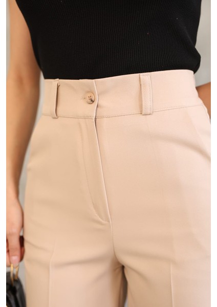 Kadın Ithal Doubleface Kumaş Palazzo Kalıp Yüksek Bel Çekme Solma Yapmaz Kaliteli Ürün