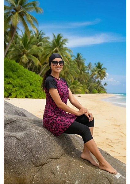 Büyük Beden Kısa Kollu Taytlı Kadın Mayo 24192 modelleri