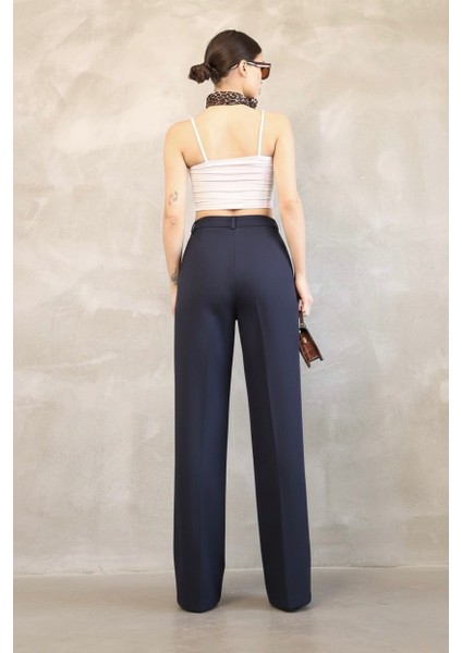 Kadın Ithal Doubleface Kumaş Palazzo Kalıp Yüksek Bel Çekme Solma Yapmaz Kaliteli Ürün fiyatları