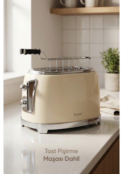 Fr-Ek Panella 2 Dilim + Tost Aparatlı Krem Pro Ekmek Kızartma Makinesi
