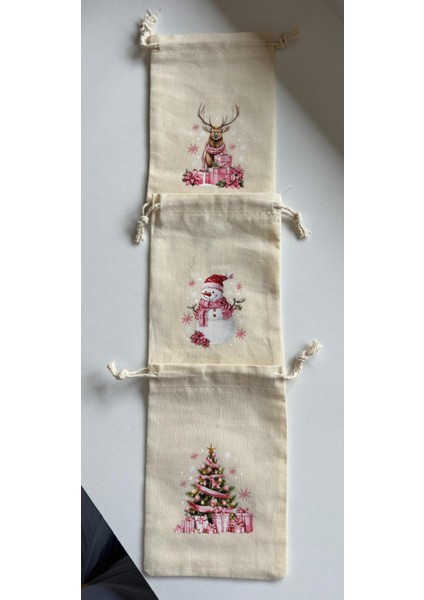 Yılbaşı Temalı Ham Bez 3'lü Kese