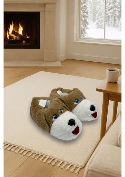 Köpek Figürlü Peluş Kışlık Panduf – Ultra Yumuşak, Sıcak Taban