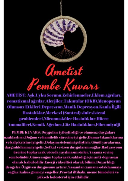 Sertifikalı Ametist Pembe Kuvars Doğal Taş El Yapımı Duvar Süsü & Araba Süsü & Kapı Süsü fiyatları