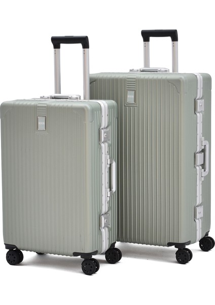 Alüminyum Alaşımlı 2'li Valiz Seti Büyük - Orta Boy – Tsa Kilitli, Ultra Dayanıklı, Sessiz Tekerlek
