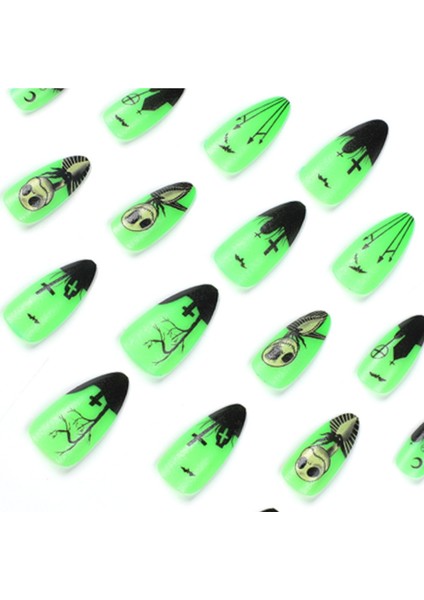 Halloween Korku Maskeli Özel Tasarım Uzun Düz Takma Tırnak Seti (24 Adet) fiyatları