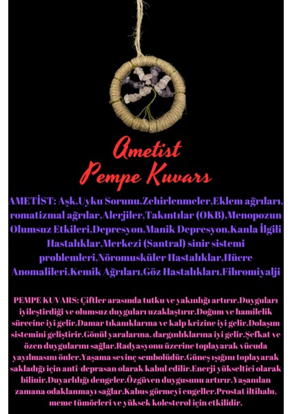 Sertifikalı Ametist Pembe Kuvars Doğal Taş El Yapımı Duvar Süsü & Araba Süsü & Kapı Süsü fiyatları