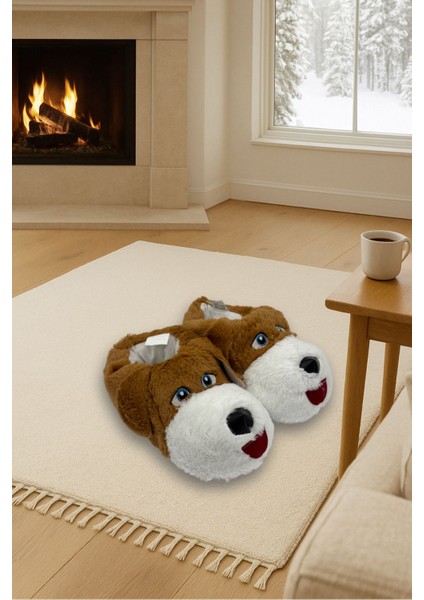 Köpek Figürlü Peluş Kışlık Panduf – Ultra Yumuşak, Sıcak Taban