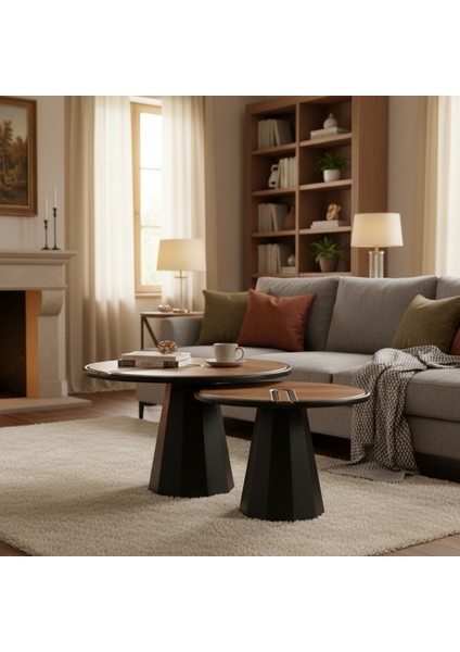 Lina Ikili Orta Sehpa Seti Ceviz