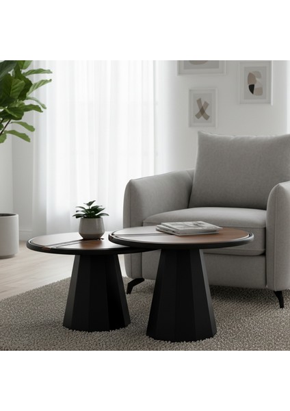 Lina Ikili Orta Sehpa Seti Ceviz