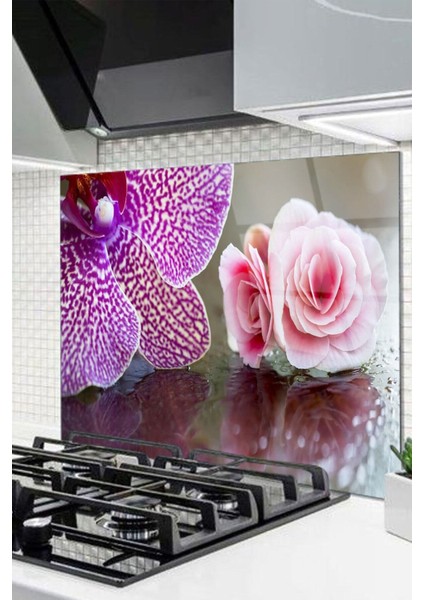 Cam Ocak Arkası Koruyucu Ankastre Arkası Koruyucu | Çiçek