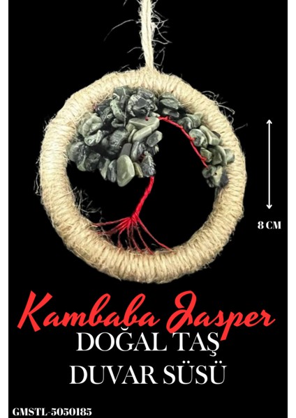 Sertifikalı Kambaba Jasper Kırmızı Tel Doğal Taş El Yapımı Duvar Süsü & Araba Süsü & Kapı Süsü