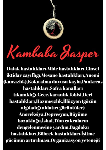 Sertifikalı Kambaba Jasper Kırmızı Tel Doğal Taş El Yapımı Duvar Süsü & Araba Süsü & Kapı Süsü fiyatları